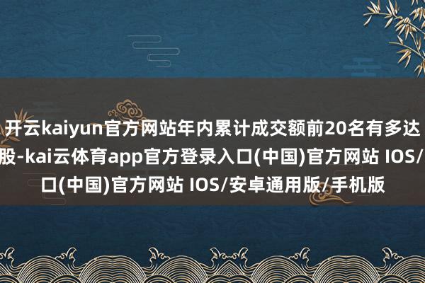 开云kaiyun官方网站年内累计成交额前20名有多达12仅仅TMT板块个股-kai云体育app官方登录入口(中国)官方网站 IOS/安卓通用版/手机版