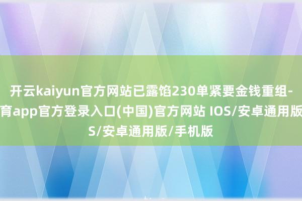 开云kaiyun官方网站已露馅230单紧要金钱重组-kai云体育app官方登录入口(中国)官方网站 IOS/安卓通用版/手机版
